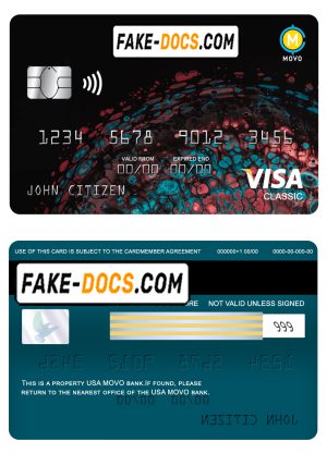 USA MOVO bank visa classic card fully editable template in PSD format
