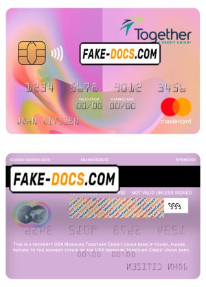 USA Missouri Together Credit Union bank mastercard fully editable template in PSD format