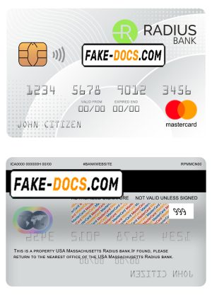 USA Massachusetts Radius bank mastercard fully editable template in PSD format