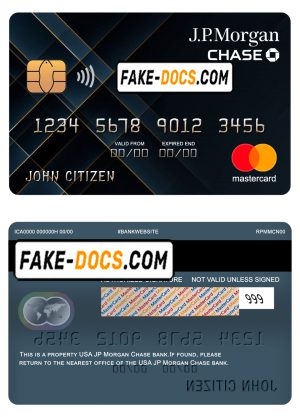 USA JP Morgan Chase bank mastercard fully editable template in PSD format