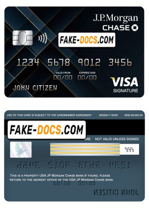 USA JP Morgan Chase bank visa signature card fully editable template in PSD format
