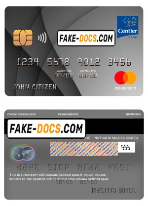 USA Indiana Centier bank mastercard fully editable template in PSD format