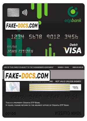 Croatia OTP bank visa card debit card template in PSD format, fully editable