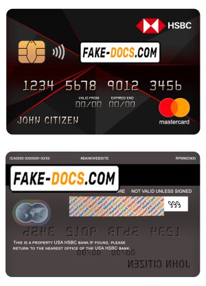 USA HSBC bank mastercard fully editable template in PSD format