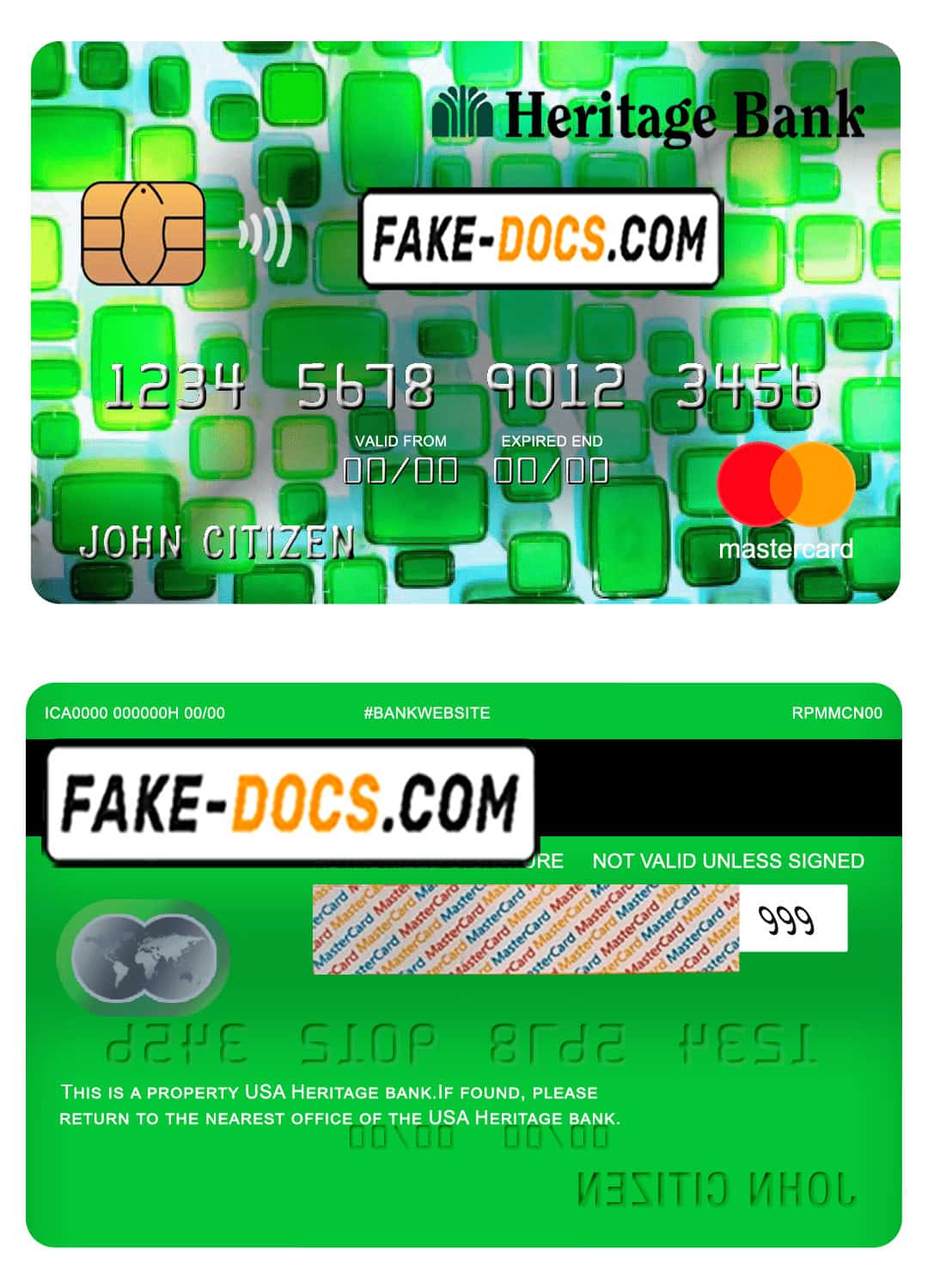 USA Heritage bank mastercard fully editable template in PSD format USA Heritage bank mastercard fully editable template in PSD format