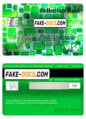 USA Heritage bank visa classic card fully editable template in PSD format