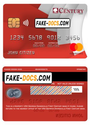 USA Georgia Gainesville First century bank mastercard fully editable template in PSD format USA Georgia Gainesville First century bank mastercard fully editable template in PSD format