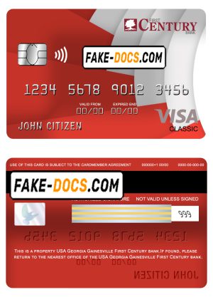 USA Georgia Gainesville First century bank visa classic card fully editable template in PSD format USA Georgia Gainesville First century bank visa classic card fully editable template in PSD format