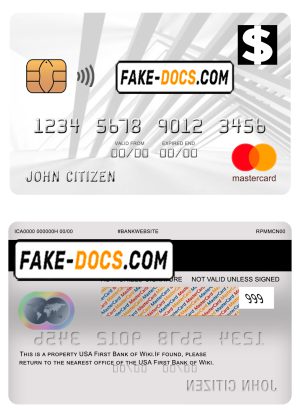 USA First Bank of Wiki mastercard fully editable template in PSD format USA First Bank of Wiki mastercard fully editable template in PSD format