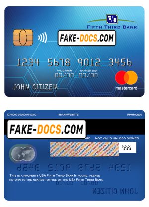USA Fifth Third bank mastercard fully editable template in PSD format USA Fifth Third bank mastercard fully editable template in PSD format