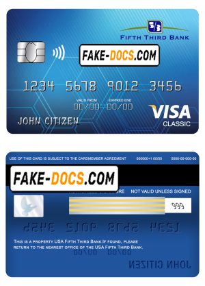 USA Fifth Third bank visa classic card fully editable template in PSD format USA Fifth Third bank visa classic card fully editable template in PSD format