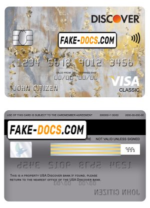 USA Discover bank visa classic card fully editable template in PSD format USA Discover bank visa classic card fully editable template in PSD format