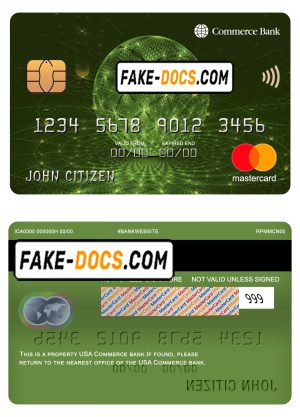 USA Commerce bank mastercard fully editable template in PSD format USA Commerce bank mastercard fully editable template in PSD format