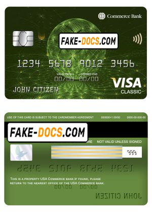 USA Commerce bank visa classic card fully editable template in PSD format USA Commerce bank visa classic card fully editable template in PSD format