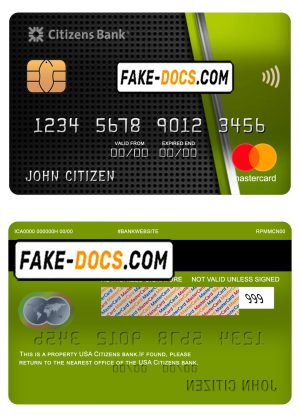 USA Citizens bank mastercard fully editable template in PSD format