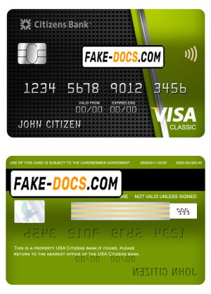 USA Citizens bank visa classic card fully editable template in PSD format USA Citizens bank visa classic card fully editable template in PSD format