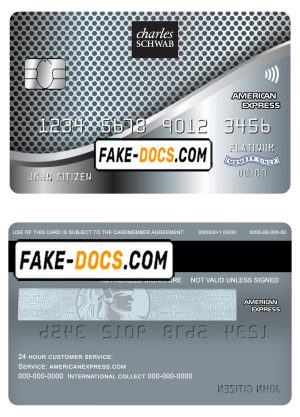 USA Charles Schwab & Co bank American Express card fully editable template in PSD format