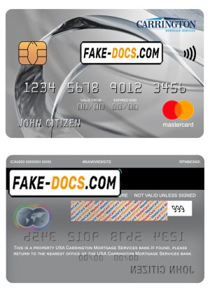 USA Carrington Mortgage Services bank mastercard fully editable template in PSD format