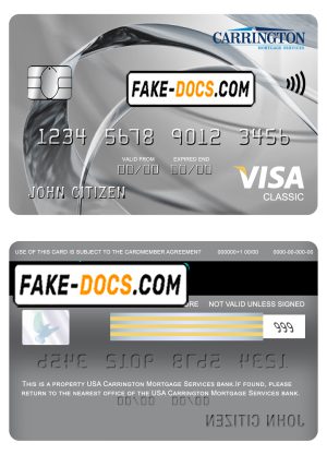 USA Carrington Mortgage Services bank visa classic card fully editable template in PSD format