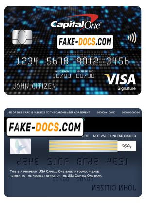 USA Capital One bank visa signature card fully editable template in PSD format