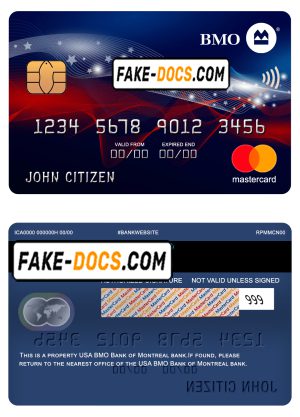 USA BMO Bank of Montreal bank mastercard fully editable template in PSD format