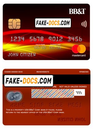 USA BB&T Corp. bank mastercard fully editable template in PSD format