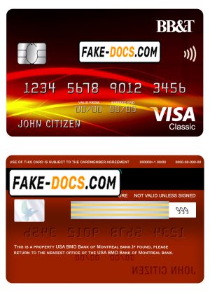 USA BB&T Corp. bank visa classic card fully editable template in PSD format