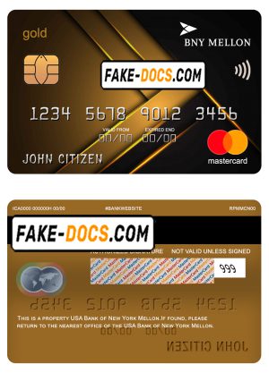 USA Bank of New York Mellon mastercard gold fully editable template in PSD format
