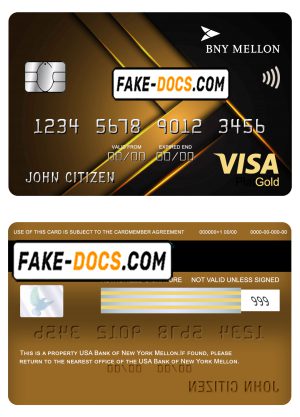 USA Bank of New York Mellon visa gold card fully editable template in PSD format
