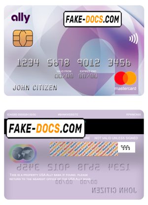 USA Ally bank mastercard fully editable template in PSD format