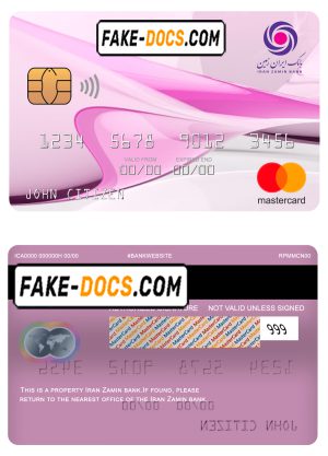 Iran Zamin bank mastercard, fully editable template in PSD format Iran Zamin bank mastercard, fully editable template in PSD format