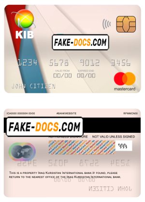 Iraq Kurdistan International bank mastercard, fully editable template in PSD format Iraq Kurdistan International bank mastercard, fully editable template in PSD format