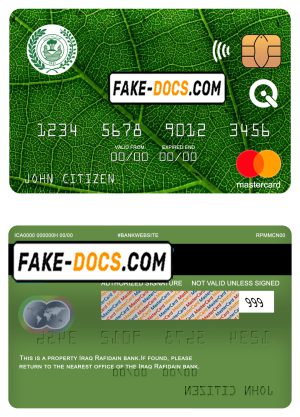 Iraq Rafidain bank mastercard, fully editable template in PSD format Iraq Rafidain bank mastercard, fully editable template in PSD format