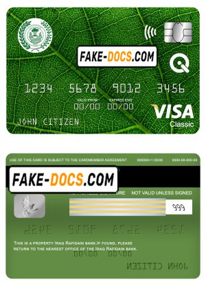 Iraq Rafidain bank visa classic card, fully editable template in PSD format Iraq Rafidain bank visa classic card, fully editable template in PSD format
