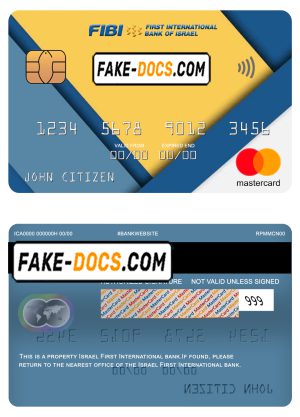 Israel First International bank mastercard, fully editable template in PSD format Israel First International bank mastercard, fully editable template in PSD format
