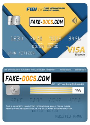 Israel First International bank visa electron card, fully editable template in PSD format Israel First International bank visa electron card, fully editable template in PSD format
