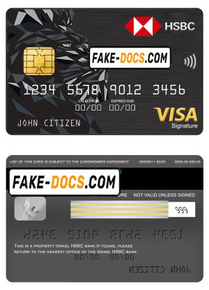 Israel HSBC bank visa signature card, fully editable template in PSD format Israel HSBC bank visa signature card, fully editable template in PSD format