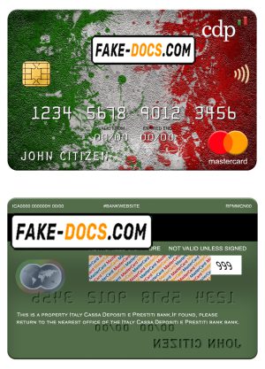 Italy Cassa Depositi e Prestiti bank mastercard, fully editable template in PSD format Italy Cassa Depositi e Prestiti bank mastercard, fully editable template in PSD format