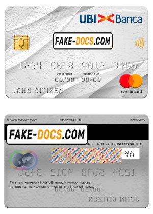 Italy UBI bank mastercard, fully editable template in PSD format Italy UBI bank mastercard, fully editable template in PSD format