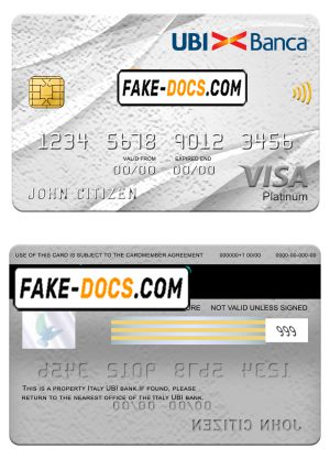 Italy UBI bank visa platinum card, fully editable template in PSD format Italy UBI bank visa platinum card, fully editable template in PSD format