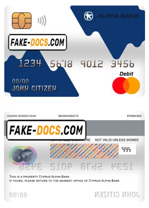 Cyprus Alpha bank mastercard debit card template in PSD format, fully editable