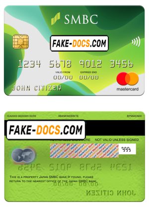 Japan Sumitomo Mitsui Banking Corporation (SMBC) bank mastercard, fully editable template in PSD format Japan Sumitomo Mitsui Banking Corporation (SMBC) bank mastercard, fully editable template in PSD format