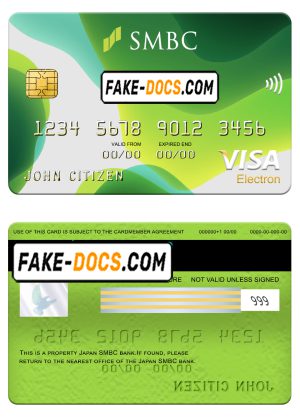 Japan Sumitomo Mitsui Banking Corporation (SMBC) bank visa electron card, fully editable template in PSD format Japan Sumitomo Mitsui Banking Corporation (SMBC) bank visa electron card, fully editable template in PSD format
