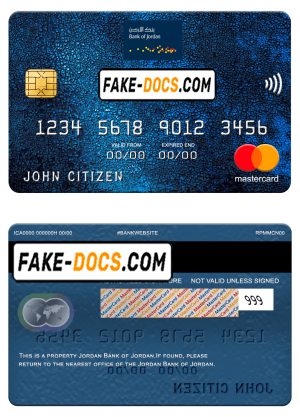 Jordan Bank of Jordan mastercard, fully editable template in PSD format Jordan Bank of Jordan mastercard, fully editable template in PSD format