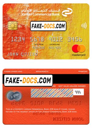 Jordan Commercial Bank JCB bank mastercard, fully editable template in PSD format Jordan Commercial Bank JCB bank mastercard, fully editable template in PSD format