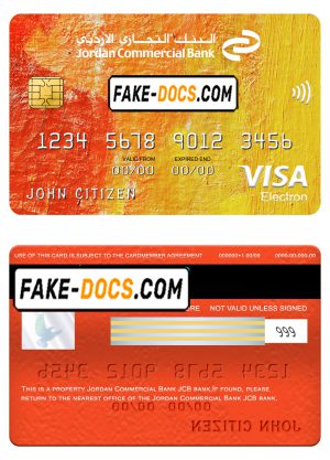Jordan Commercial Bank JCB bank visa electron card, fully editable template in PSD format Jordan Commercial Bank JCB bank visa electron card, fully editable template in PSD format