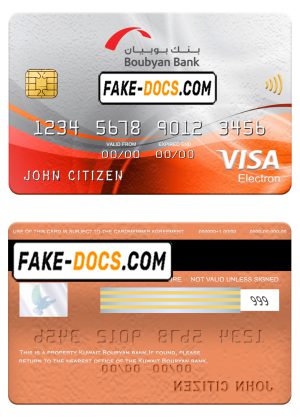 Kuwait Boubyan bank visa electron card, fully editable template in PSD format Kuwait Boubyan bank visa electron card, fully editable template in PSD format