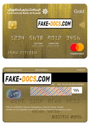 Kuwait Commercial bank mastercard gold, fully editable template in PSD format Kuwait Commercial bank mastercard gold, fully editable template in PSD format