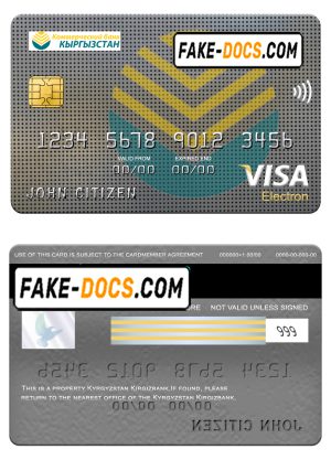 Kyrgyzstan Kirgizbank visa electron card, fully editable template in PSD format Kyrgyzstan Kirgizbank visa electron card, fully editable template in PSD format