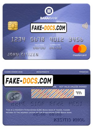 Kyrgyzstan OJSC Bakai bank mastercard, fully editable template in PSD format Kyrgyzstan OJSC Bakai bank mastercard, fully editable template in PSD format